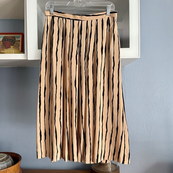 Vtg 80s DAVID HAYES 3pc Silk Blouse Blazer & Pleated Skirt Suit Striped - Picture 11 of 12